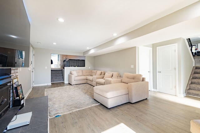 living room featuring hardwood / wood-style flooring