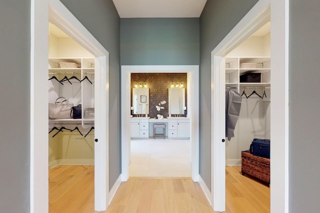 hallway featuring hardwood / wood-style floors