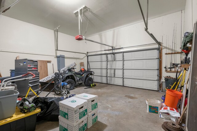 garage with a garage door opener