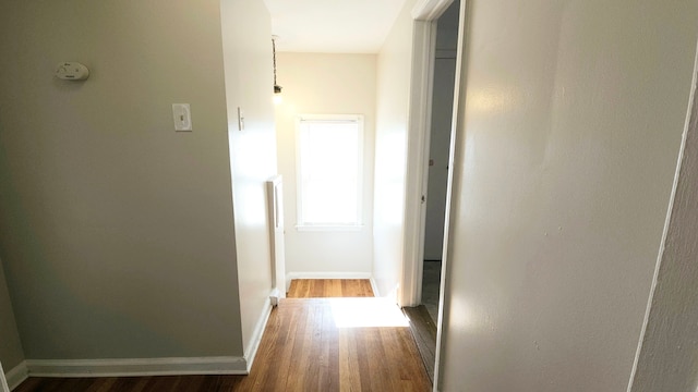 hall with dark hardwood / wood-style floors