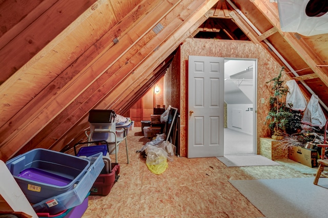 view of unfinished attic