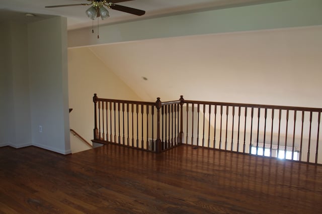 interior space featuring hardwood / wood-style flooring and ceiling fan