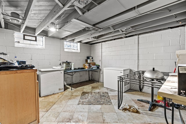 kitchen with white fridge and fridge