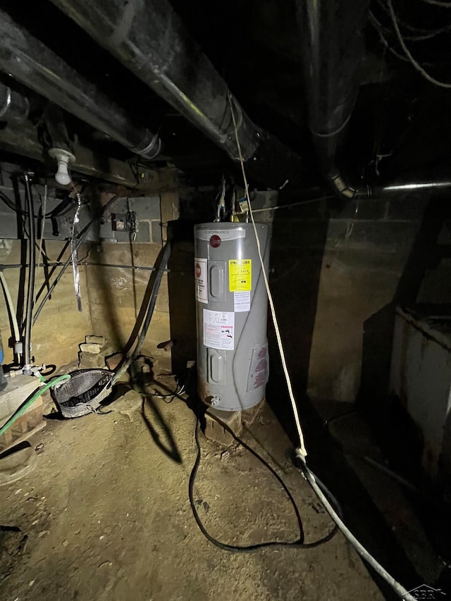 utility room featuring electric water heater