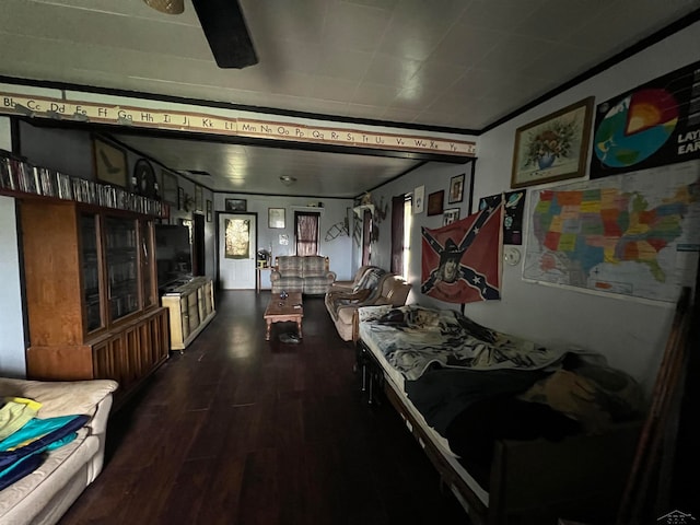 interior space featuring crown molding and wood-type flooring