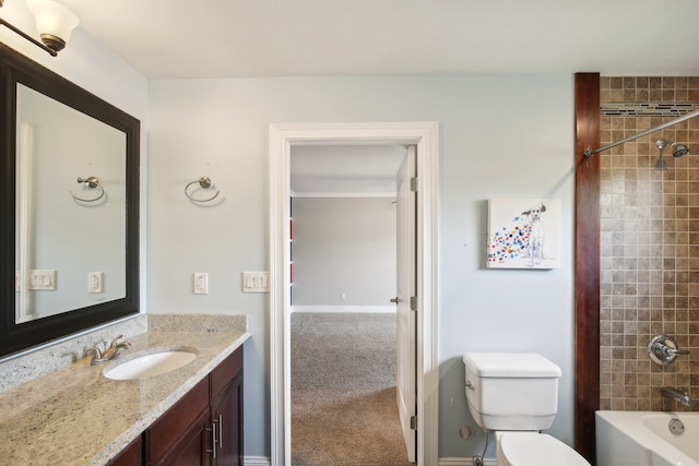 full bathroom with tub / shower combination, toilet, and vanity