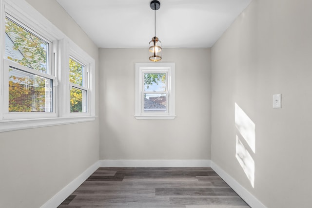 empty room featuring dark hardwood / wood-style flooring