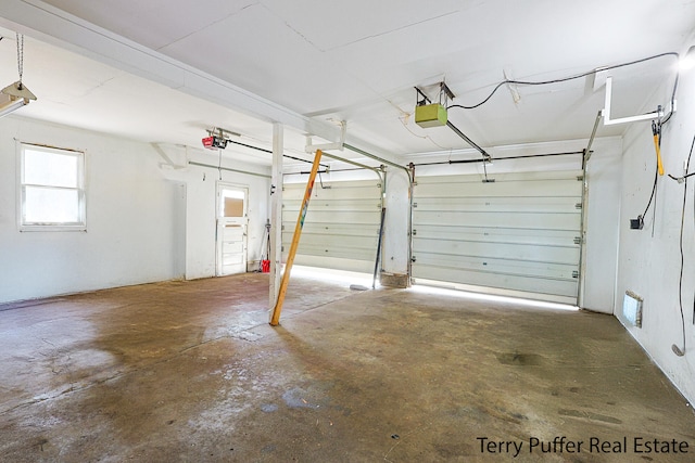 garage with a garage door opener