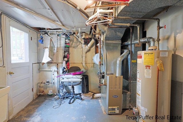 utility room with water heater