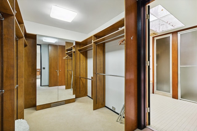 spacious closet with light carpet