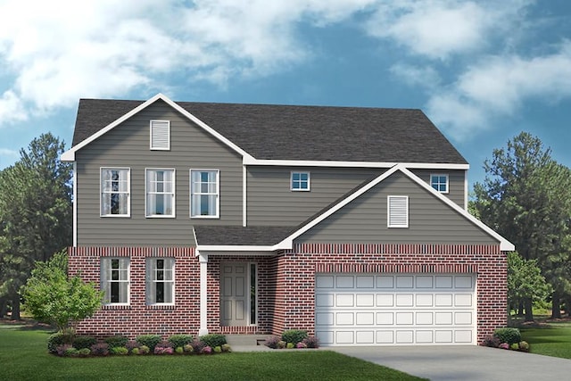 view of front facade featuring a garage and a front yard