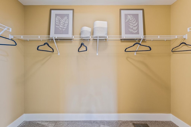 spacious closet with carpet flooring