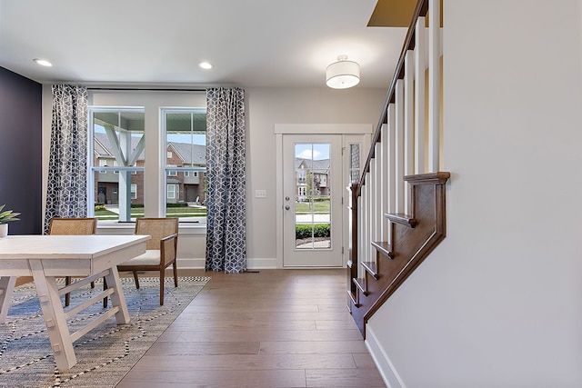 foyer entrance featuring hardwood / wood-style flooring