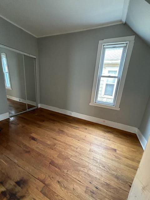 bonus room with wood-type flooring and lofted ceiling