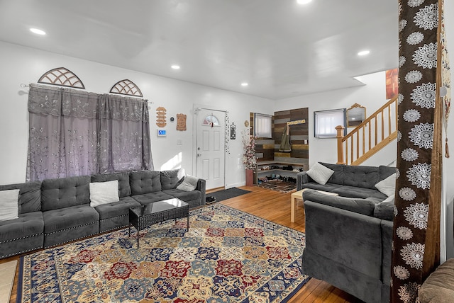 living room featuring wood-type flooring