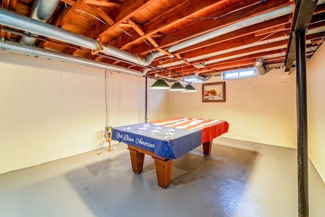 rec room featuring concrete floors and pool table