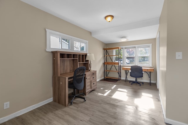 office area featuring light wood-type flooring