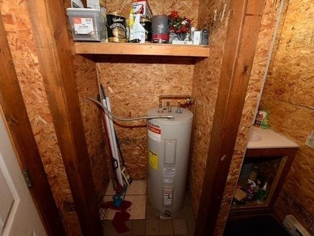 utility room with water heater