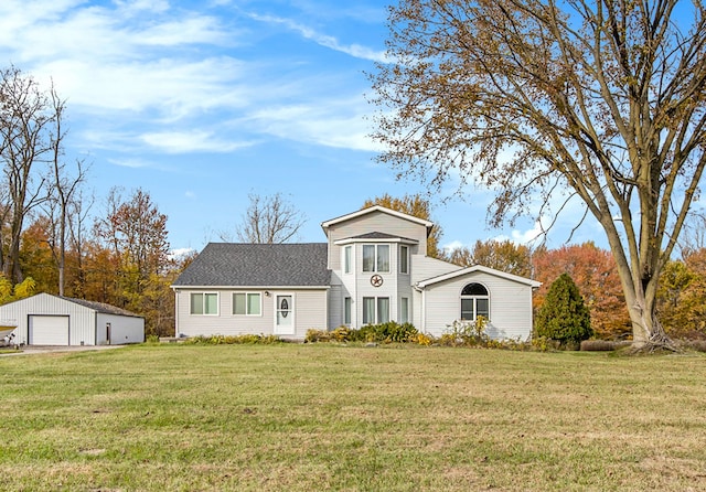 6700 Bethuy Rd, Ira, MI 48023 - view of front of house with a garage, an outdoor structure, and a front lawn
