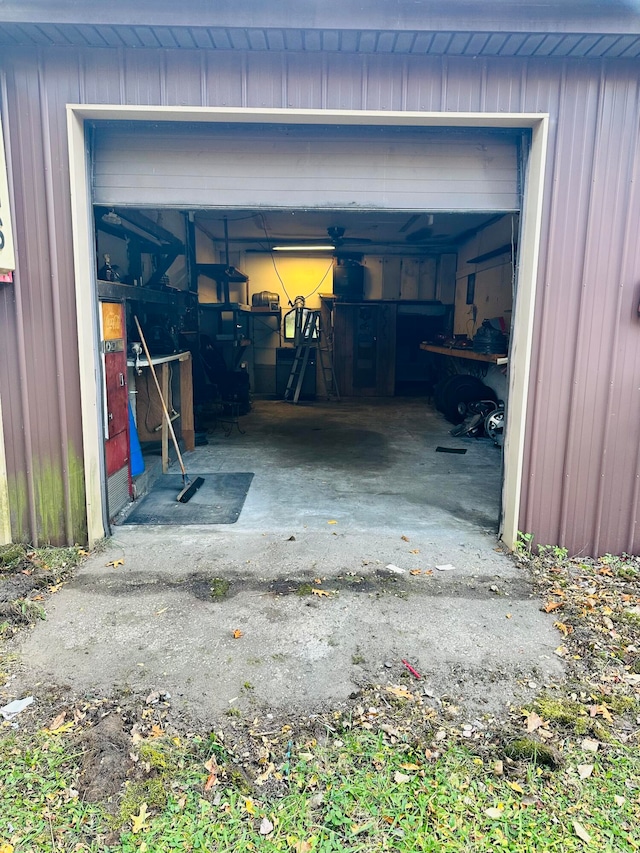 view of garage