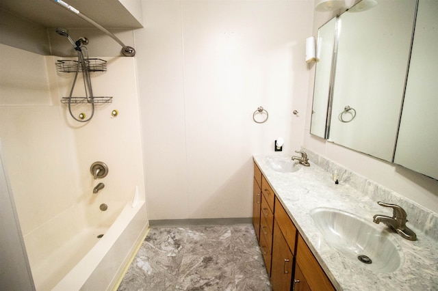 bathroom with vanity and shower / bath combination