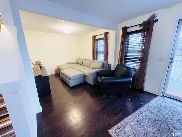 living room featuring dark hardwood / wood-style floors