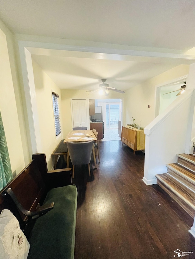 interior space with dark wood-type flooring