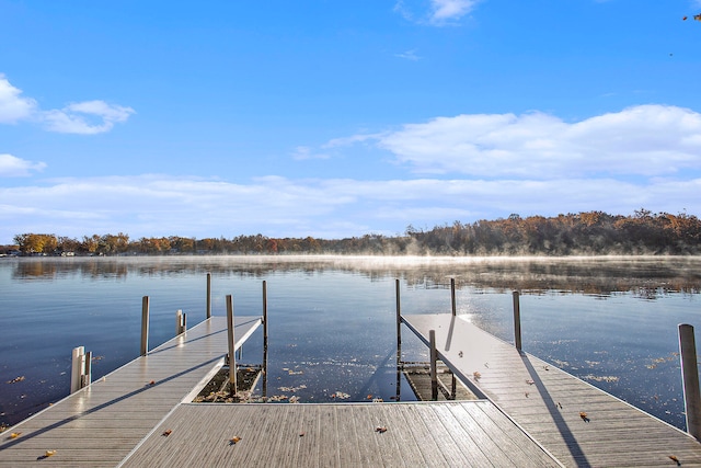 view of dock featuring a water view