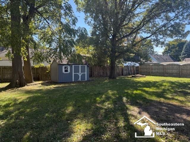 view of yard with a shed