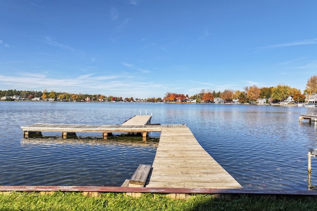 dock area featuring a water view