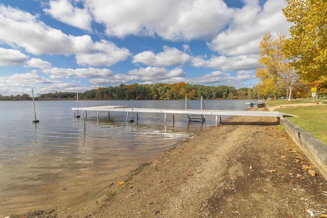 view of dock featuring a water view