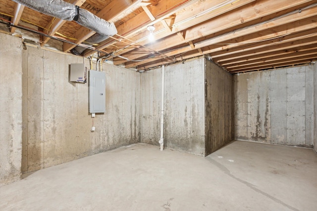 basement featuring electric panel