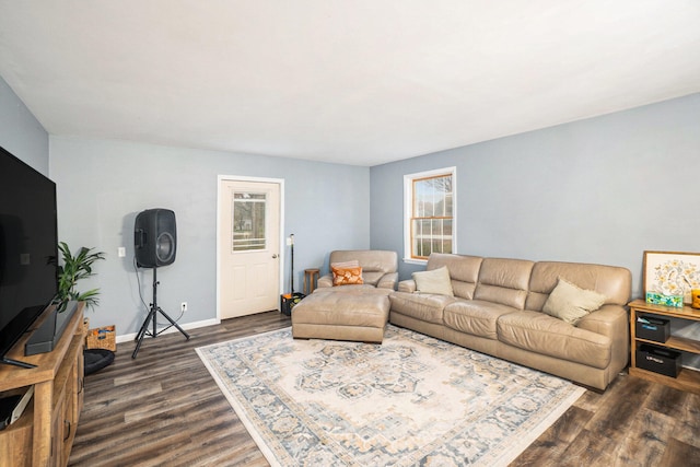 living room featuring dark hardwood / wood-style floors