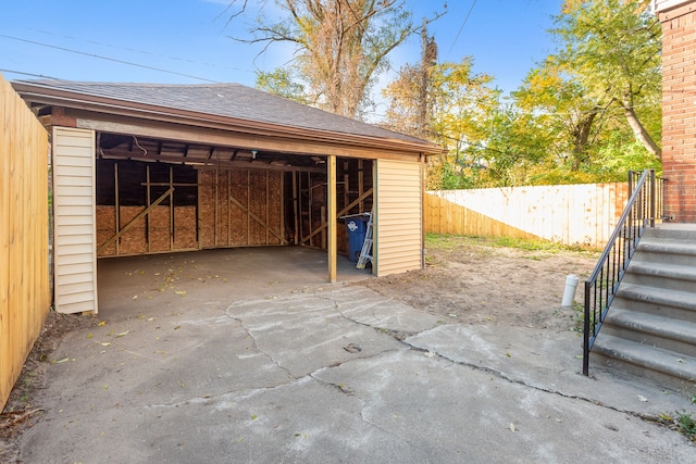 view of patio featuring an outdoor structure