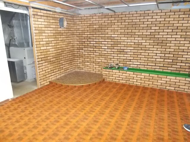 basement with heating unit