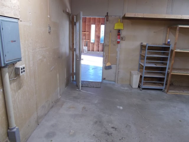 basement with electric panel