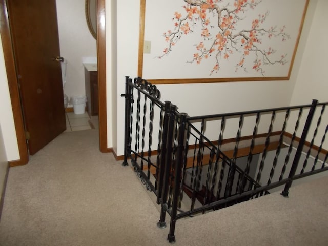 1164 Mary Jane Cir, Caro, MI 48723 - stairs with carpet floors and baseboards