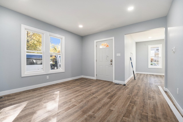 foyer with hardwood / wood-style flooring