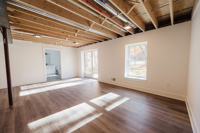 basement featuring hardwood / wood-style floors