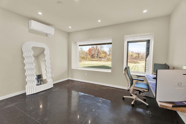 office area featuring a wall unit AC