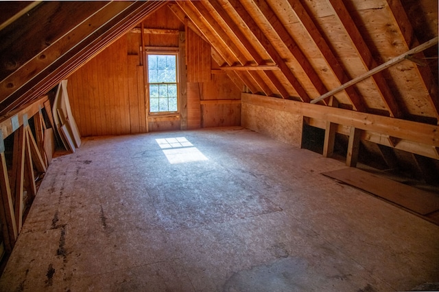 view of unfinished attic