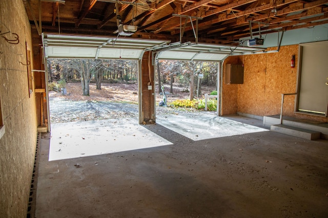 garage with a garage door opener