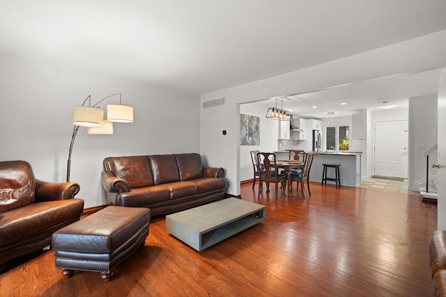 living room featuring hardwood / wood-style flooring