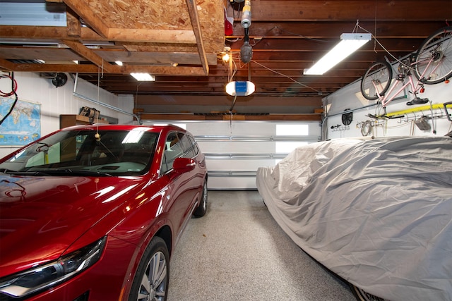 garage with a garage door opener