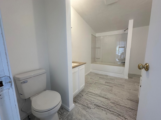 full bathroom featuring vanity, toilet, and shower / washtub combination