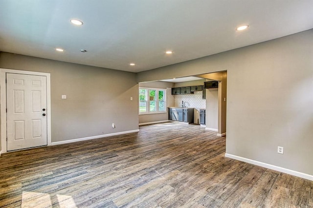 unfurnished living room featuring dark hardwood / wood-style floors