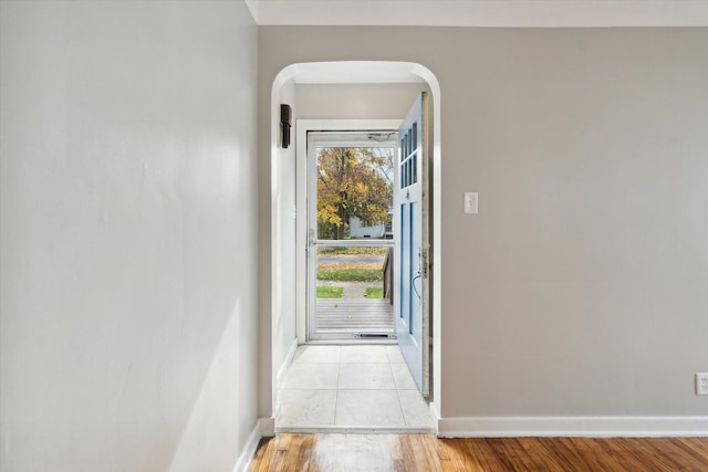 doorway to outside featuring light hardwood / wood-style flooring