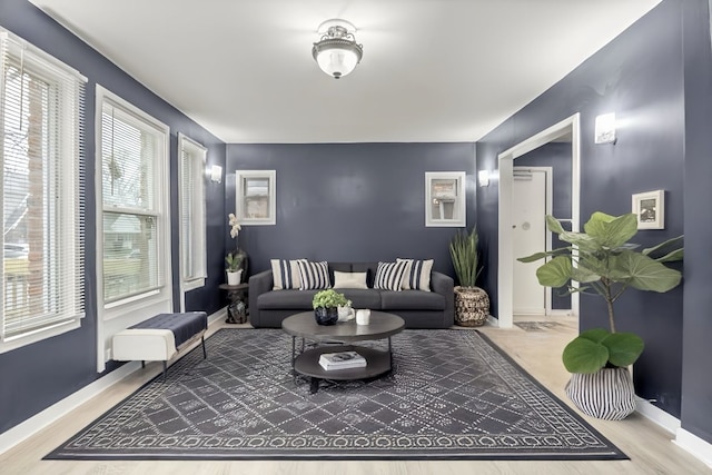 living room with hardwood / wood-style flooring and plenty of natural light