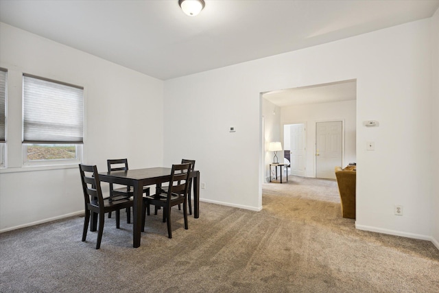 dining space with carpet floors