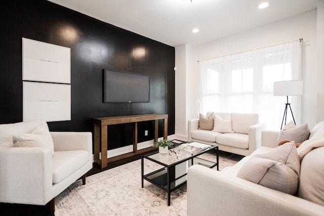 living room featuring light hardwood / wood-style floors